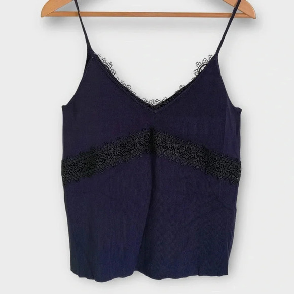 Zara Navy Knit Lace Cami - Picture 4 of 8